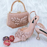 Doershow beautiful peach Italian Shoes And Bag Sets