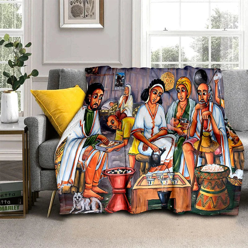 Cartoon Africa Custom Painting Art Soft Flannel Blanket