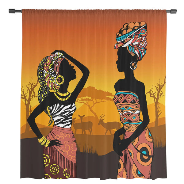 Ethnic Style African Women Sheer Curtains