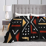 African Bogolan Mudcloth Pattern Blanket