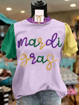 New Elegant Mardi Gras Rope Contrast T-Shirt