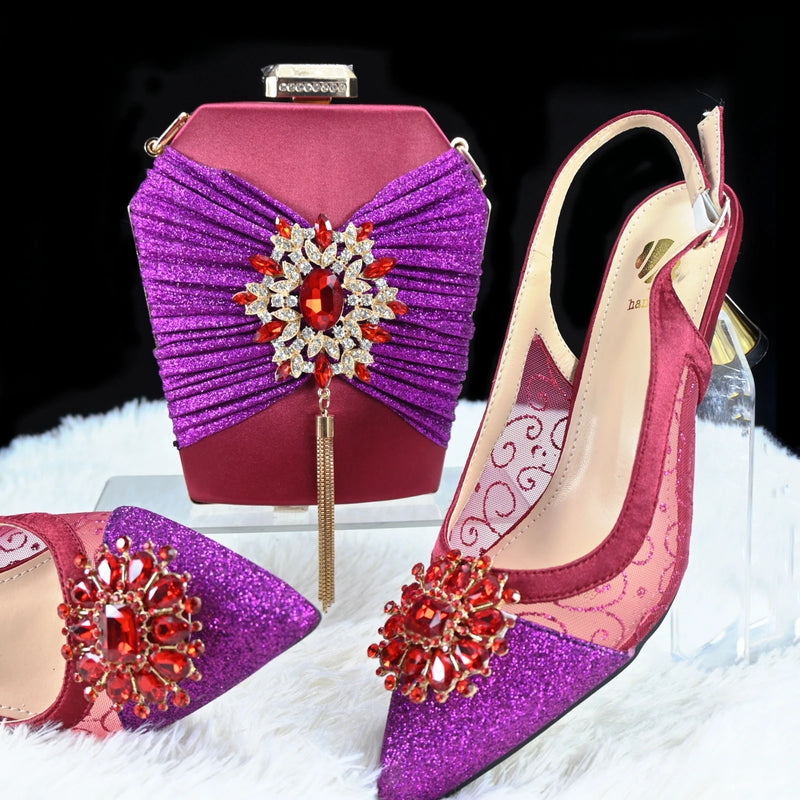 High Quality African Style Ladies Shoes And Bags Set