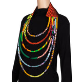 New Multi layered African Fabric Statement Necklace