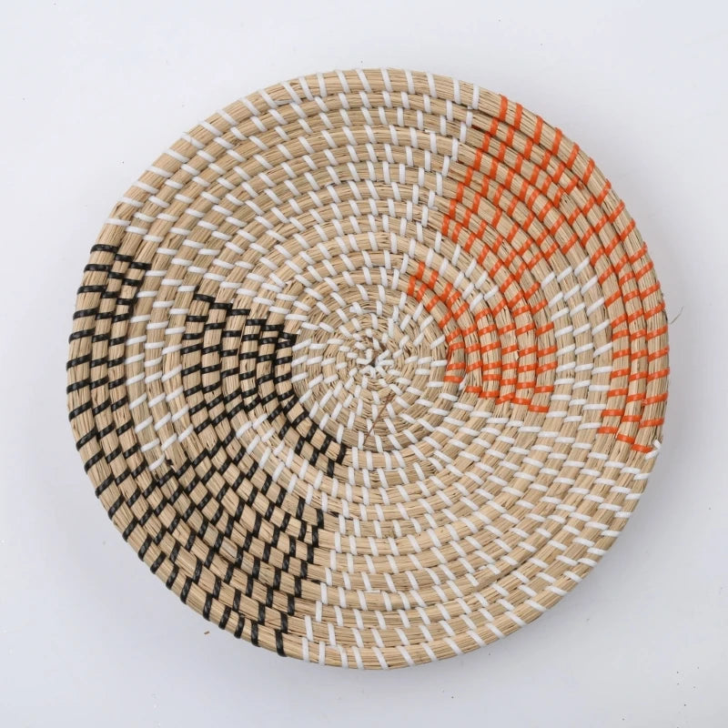 New Hanging Woven Wall Plate Round Fruit Basket Boho Trays