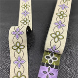 3.3cm Flowers Pattern Embroidered Jacquard Ribbons Woven Lace