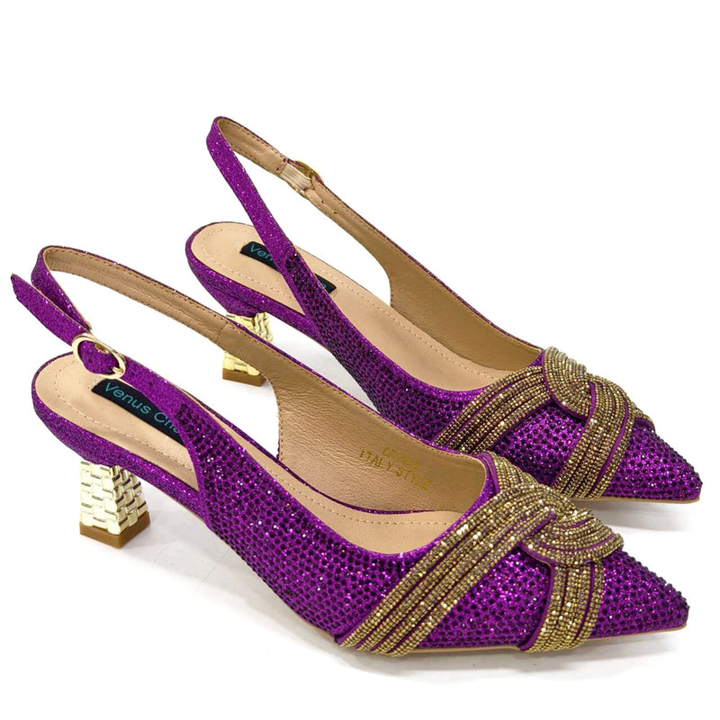 Italian Design Texture Purple Shoes And Bags