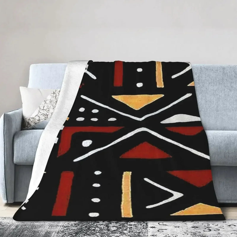 African Bogolan Mudcloth Pattern Blanket