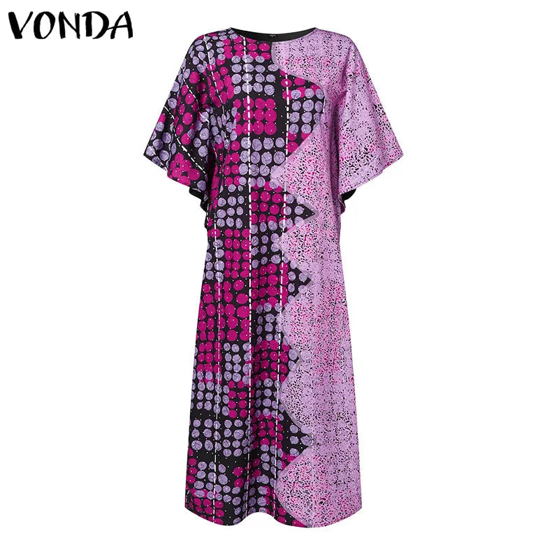 Women Summer Vintage Sleeve Printing Sundress