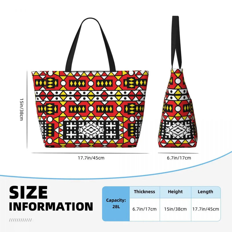 Women Large Capacity African Wax Design Gym Beach Travel Bags