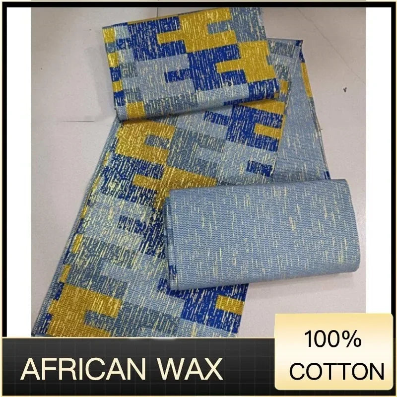 Ankara African kente gold  Real Wax Fabric