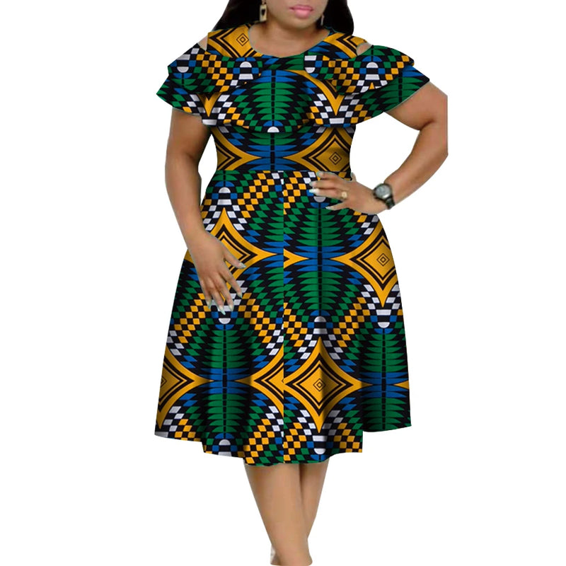 New Bazin Riche African Ruffles Collar Dresses