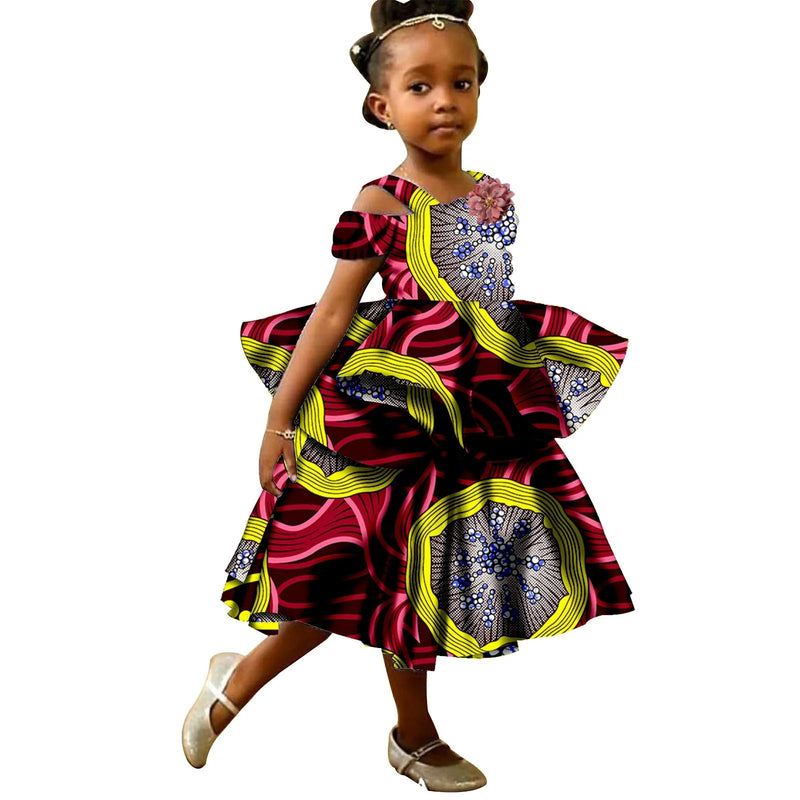 African Girls Sleeveless Double Princess Dress