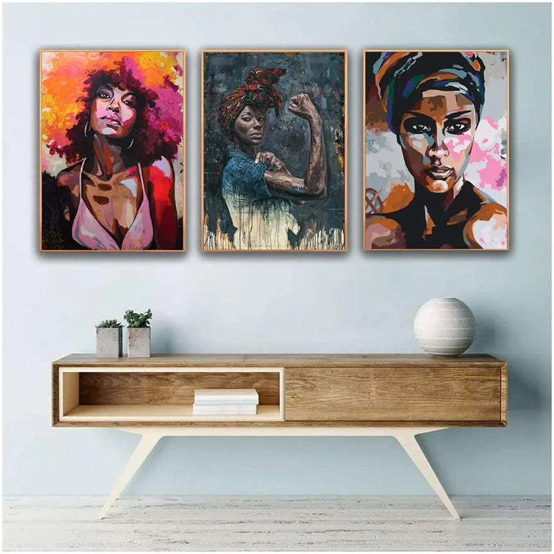 3 Pcs Black Woman Painting Set