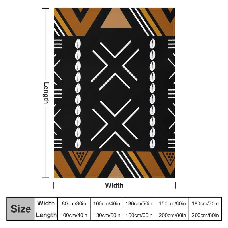 African Mud Bogolan Design Throw Blanket