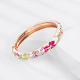 Women White Cloisonne Bangle On Hand Hawaiian Jewelry