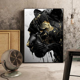 Golden Texture Canvas Painting Black and Gold Animal Posters