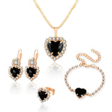 New Blue Cyrstal Ring Necklace Earrings Set