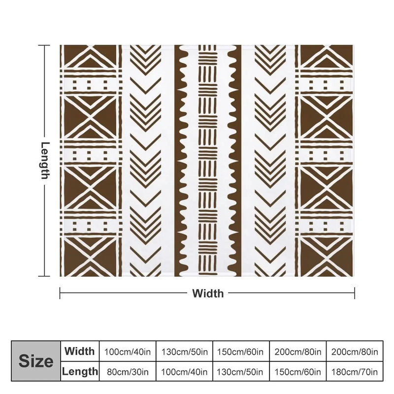 New African White Mud Design Throw Blanket