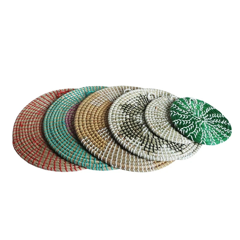 New Wall Basket Boho Handwoven Round Hanging Plate Tray Decor