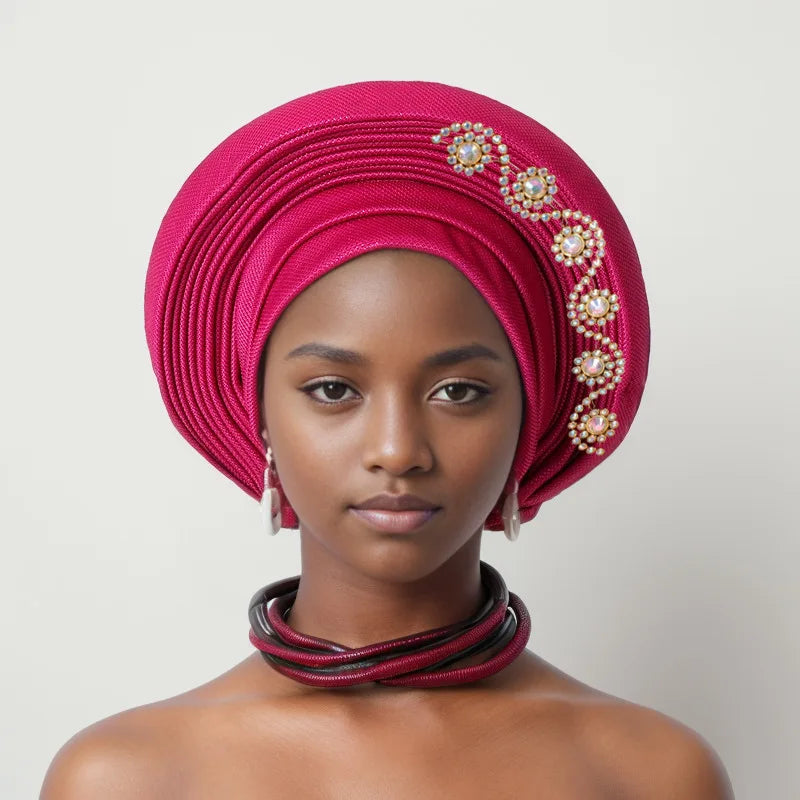 Women Aso Oke Fabric Muslim Headwear