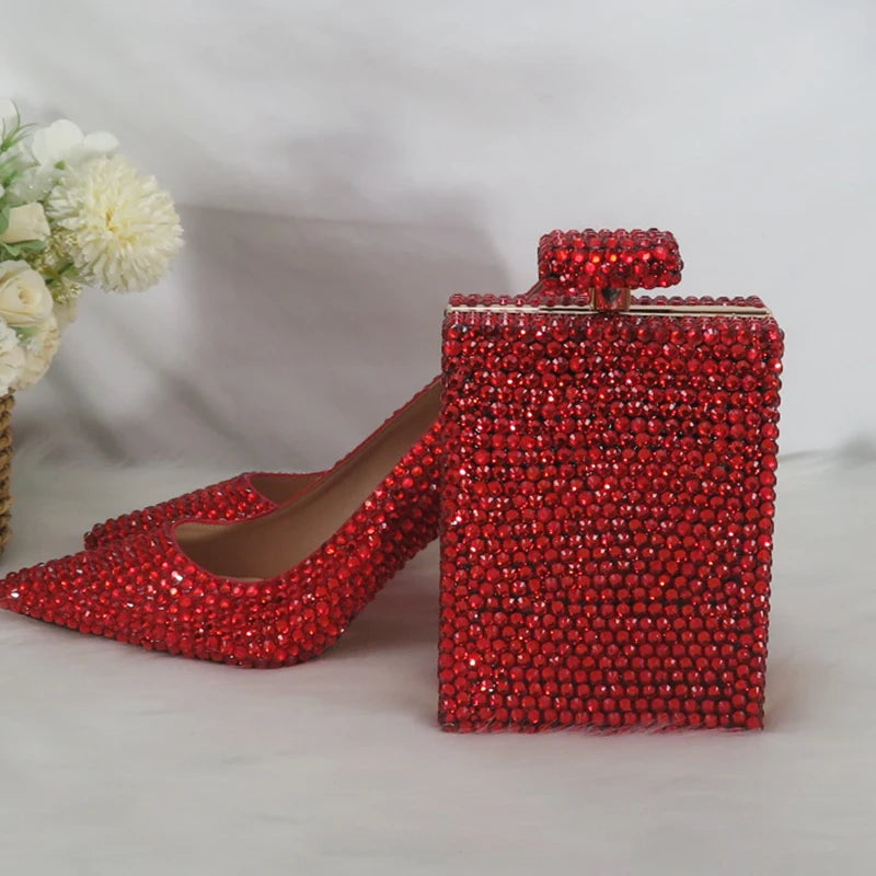 Orange Crystal Bridal Wedding Shoes With Matching Bags