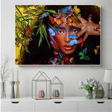 New Canvas Prints Blue Gold African Woman Posters