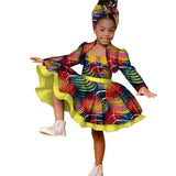 3pcs Set African Kids Gril Dashiki Dress