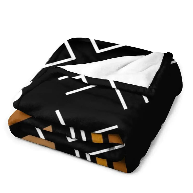 African Mud Bogolan Design Throw Blanket