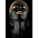 African Art Black And Gold Woman Oil Painting Poster