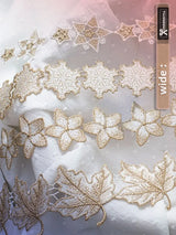 1 Yard Gold White Embroidery Lace Trim