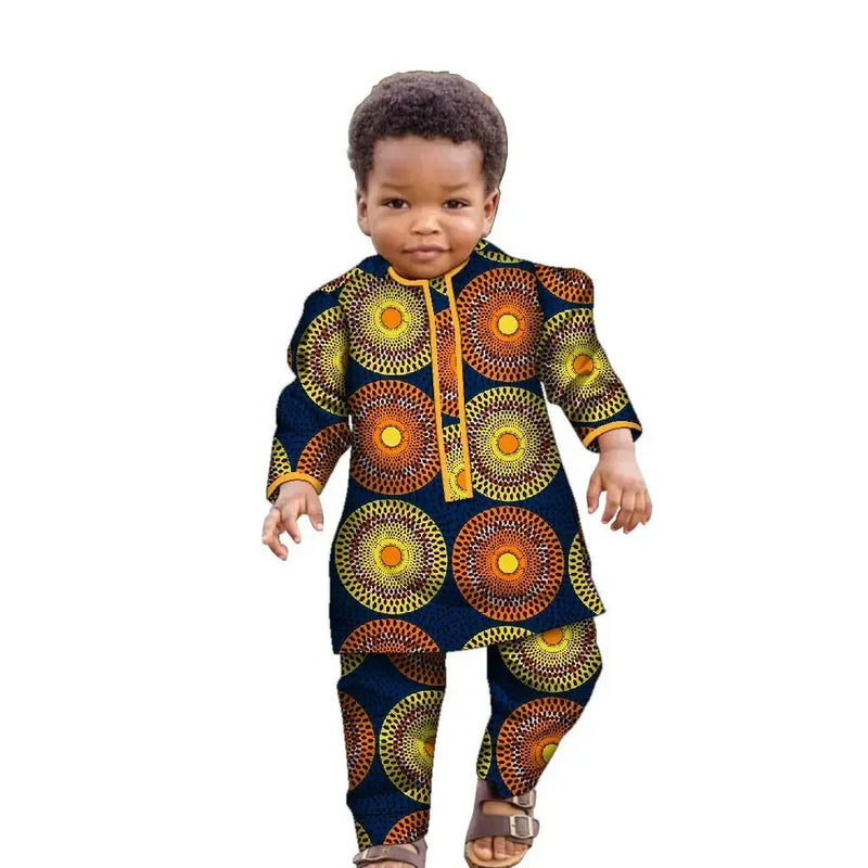 Ankara Fashion Floral Print Boy Suit 2 Pcs Set