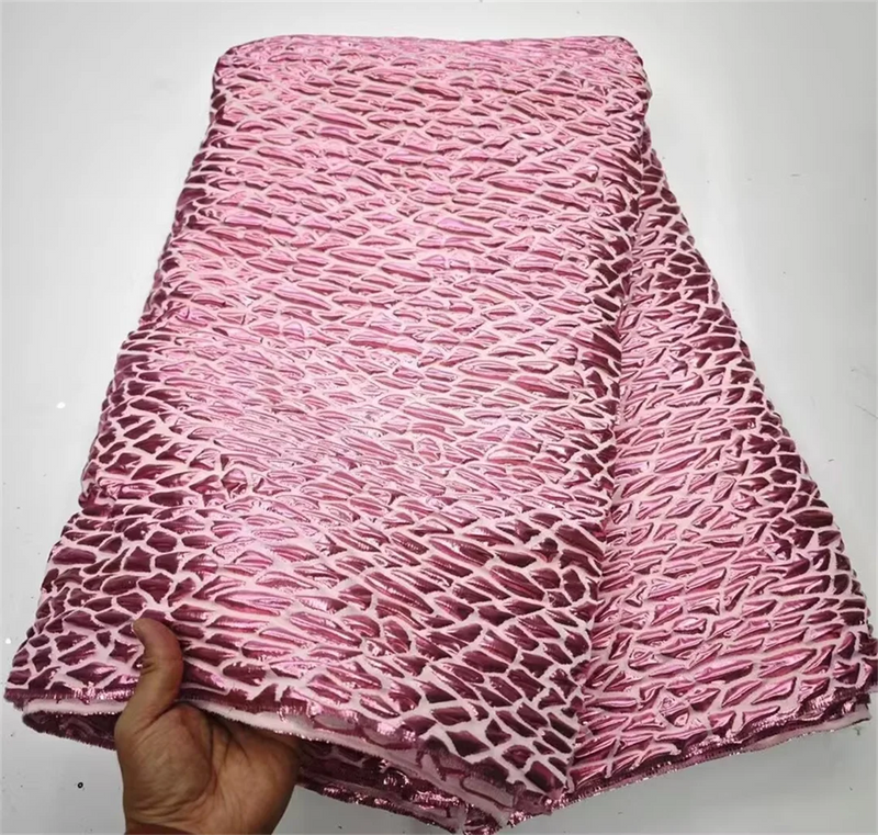 New Fuchsia Pink African Brocade Jacquard Fabric