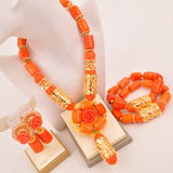 Original Orange Coral Beads Necklace Set