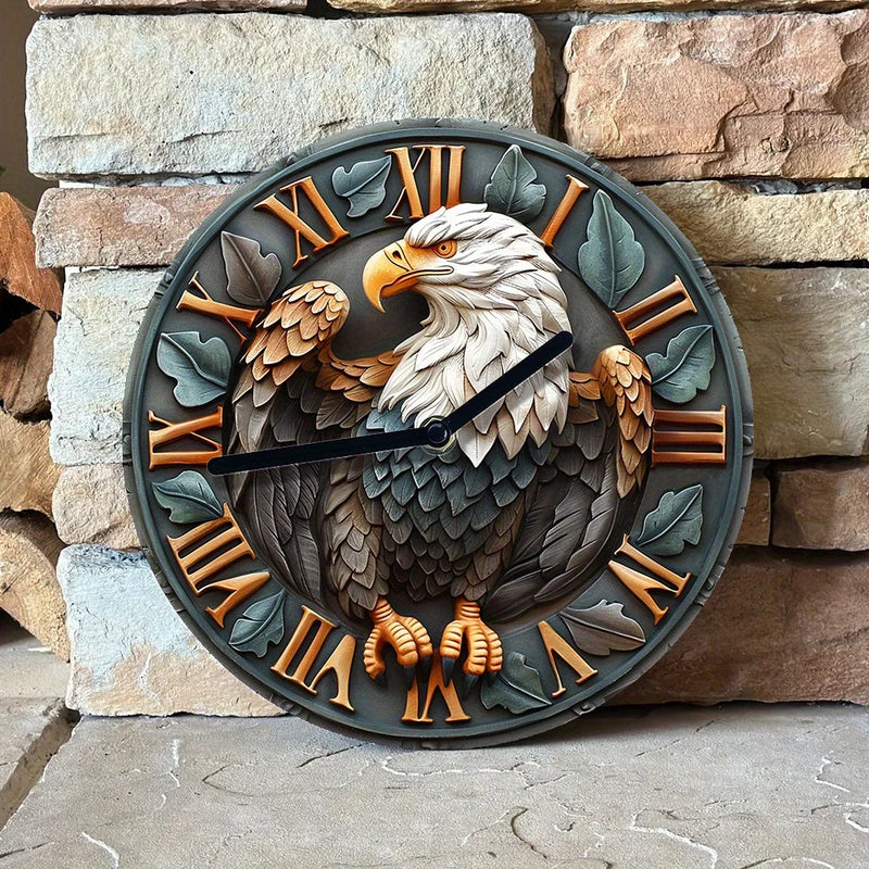 New Bald Eagle Silent Aluminum Wall Clock Decor