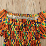 African Bohemian style geometric short-sleeved tops and pants two-piece