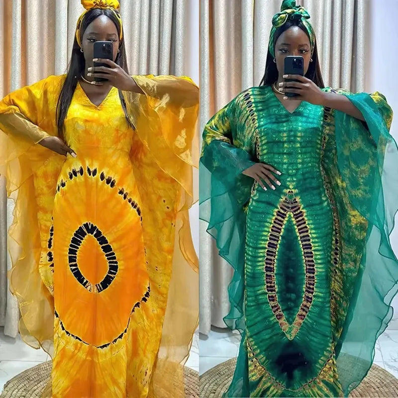 Summer Kaftan African V-neck Polyester Plus Size Long Maxi Dress