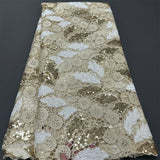 African Nigerian Sequins Cotton Embroidery organza Lace Fabric