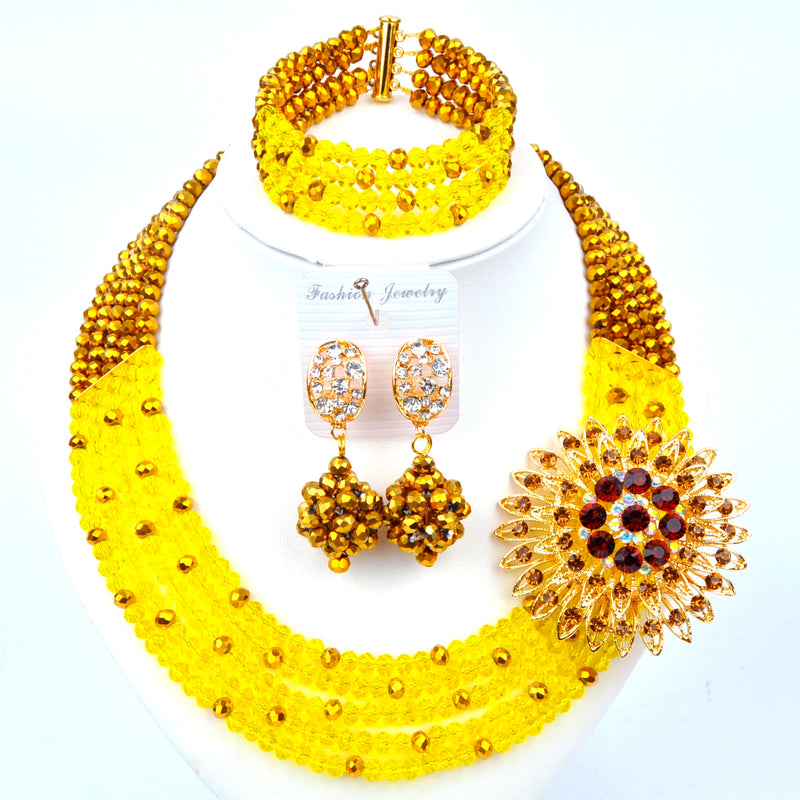 New Crystal Beaded Nigerian Wedding African Beads Jewelry Set