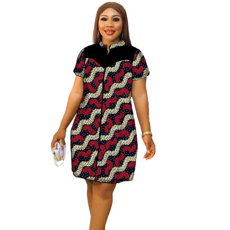 African Clothes Stand Collar Dress