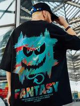 Harajuku Devil Graffiti Print Oversized Tee Shirts