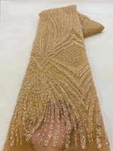 New Gold Color Latest Africa Embroidered Tulle Net Fabric