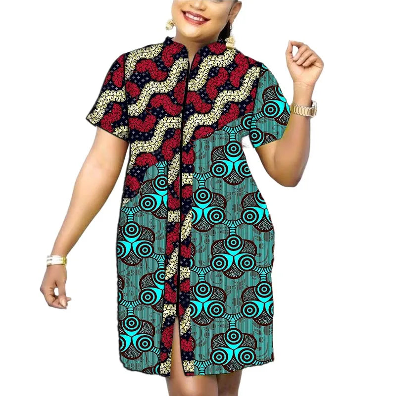 African Fashion Stand Collar Dress