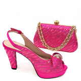 New Nigerian Style Rhinestone Fashion Shoes And Bags Set