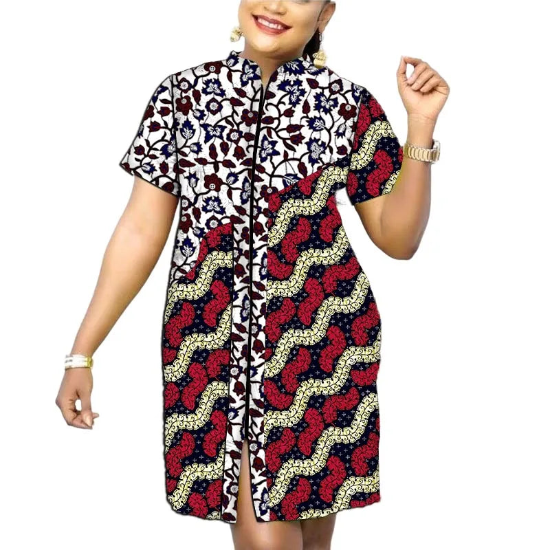 African Fashion Stand Collar Dress