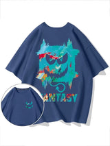 Harajuku Devil Graffiti Print Oversized Tee Shirts