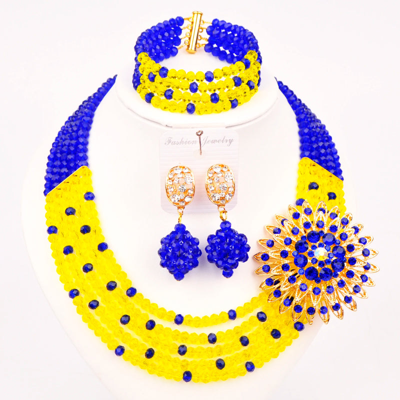 New Crystal Beaded Nigerian Wedding African Beads Jewelry Set