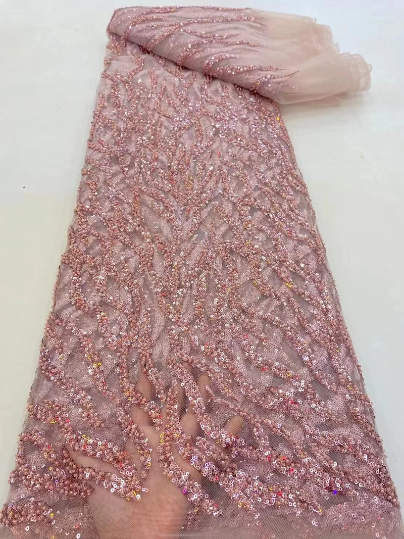 High-End Handmade Beaded Lace Fabric