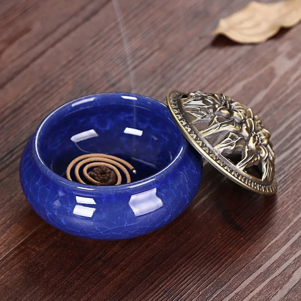 Ice Crack Ceramic Disc Incense Burner