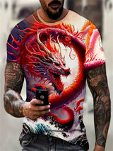 Mens Dragon Print Cotton Blend T-shirt