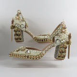 New luxury crystal wedding shoes with bags